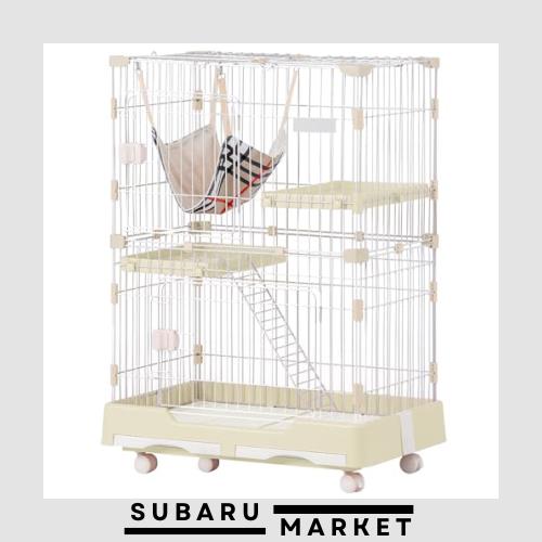 OSJ キャットケージ 2段 猫 ケージ 多頭飼い ハンモック付 引出し