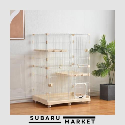 BTM 猫 ケージ 収納型 キャットケージ 2段 1段2段可能 キャスター付 キャットハウス ネコ ハウス 多段 留守番 保護 脱走防止 多頭飼いペ