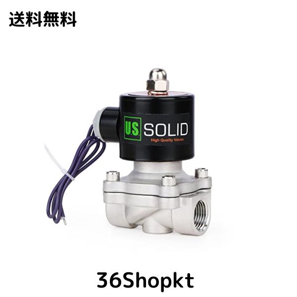 U.S. Solid 1/2” ステンレス鋼電磁弁 12V DC 直動式 圧縮空気 水 水空気 電磁バルブ ソレノイドバルブ