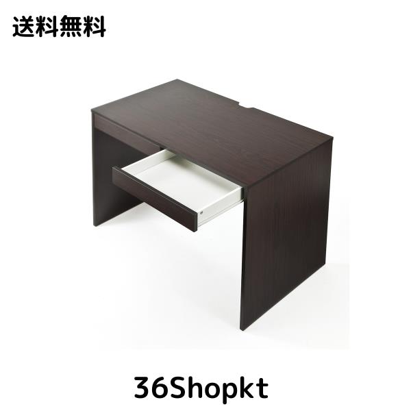 サンワダイレクト パソコンデスク 木製 引き出し付き 幅100×奥行60cm 耐荷重40kg モニターアーム対応 ダークブラウン 100-DESKH009BR