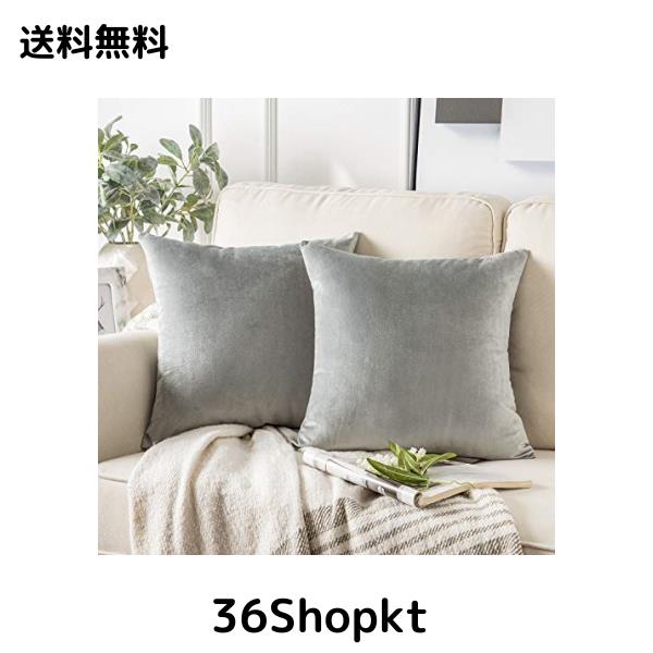 Phantoscope クッションカバー ベルベット 2枚セット シンプル 座布団