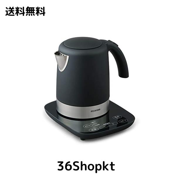 アイリスオーヤマ 電気ケトル ステンレスタイプ 1000ml 9段階温度調節付 保温設定付 沸騰後自動OFF フィルター掃除可能 ブラック IKE-D10