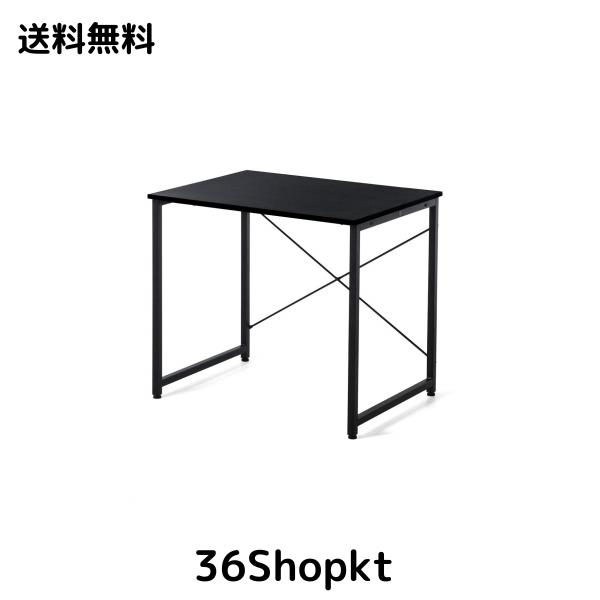 サンワダイレクト シンプルワークデスク 幅80cm×奥行60cm 組立簡単 モニターアーム対応 パソコンデスク ブラック 100-DESKF002BK