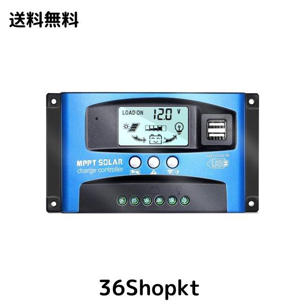 Y＆H 100A MPPT ソーラーチャージャーコントローラー12V/24V LCD 太陽光パネルチャージコントローラー、デュアル USB付き ソーラーパネル の通販は