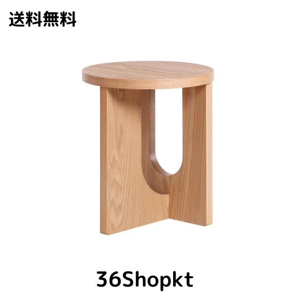 VaLaVie サイドテーブル 円型 机 シンプルな木製 丸テーブル ベッドサイドテーブル 幅35×奥行35×高さ42cm 木目色の通販は