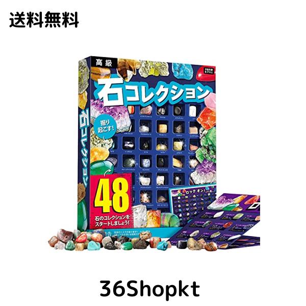 XXTOYS 鉱石標本48種 天然鉱石 宝石おもちゃ 岩石標本 クリスマス