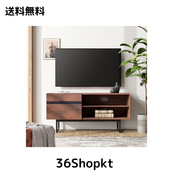 WAMPAT テレビ台 テレビボード 扉収納 可動式棚付き ローボード 24~46型対応 木製 スチール おしゃれ 幅106.7cm