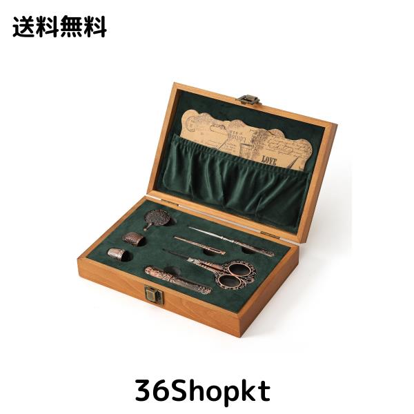 D＆D 刺繍はさみセット 木製ヨーロッパのアンティークヴィンテージ縫製