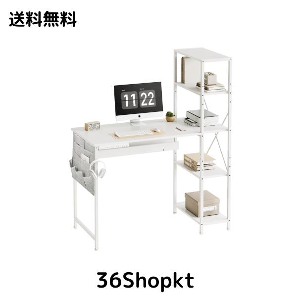 YeTom 机 pcデスク 勉強机 ?子 幅104cm 作業机 パソコンデスク A4対応 収納袋付き学習机 computer desk 左右入替可 ワークデスク gaming の通販は