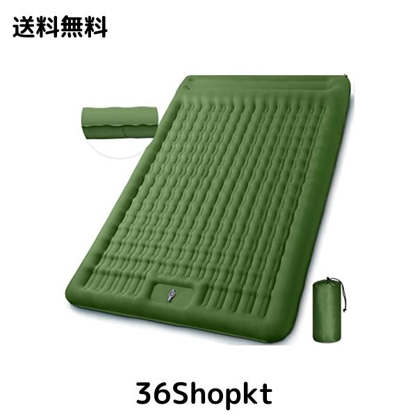 GDREAMT ダブル エアーマット キャンプ マット コンパクト 【幅広135cm・厚さ12CM】 エアマット 2人用 枕付き 寝心地よい 厚手 持ち運び