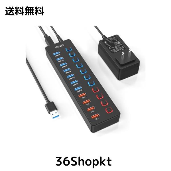 USBハブ JESWO USB3.0 ハブ 電源付き 11ポート USB HUB USB3.0ポートx7 5Gbps高速伝送 + 充電ポートx4 100cmケーブル USB拡張 セルフパワの通販は