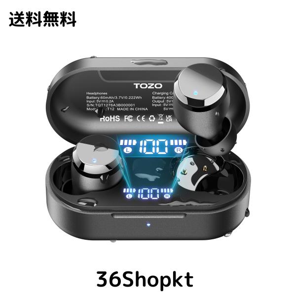 TOZO Tonal Dots (T12) ワイヤレスイヤホン【2024新登場 Bluetooth 5.3】ENC ノイズキャンセリング 専用アプリ LEDディスプレイ電池残量