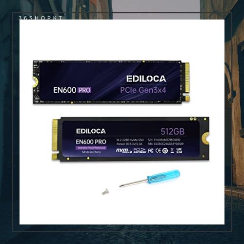 Ediloca EN600 PRO SSD 512GB PCle 3.0x4 NVMe M.2 2280 最大読込: 3200MB/s 最大書込：2800MB/s 内蔵SSD SLC キャッシュ 3D NAND TLC グ