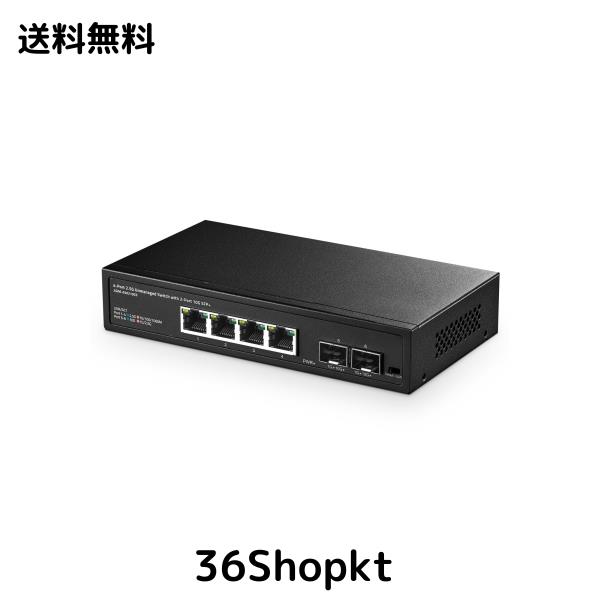 Binardat 4ポート2.5Gスイッチ、10G SFP x 2、2.5ギガビットRJ-45イーサネットポート x 4、Vlan対応、メタル製アンマネージドマルチギガの通販は 9,246円