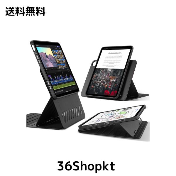 ESR iPad Air 11インチ ケース M2 (2024、第6世代)、iPad Air 第5/4世代 ケース(2022/2020)専用 取外し可能なマグネットカバー付き回転式