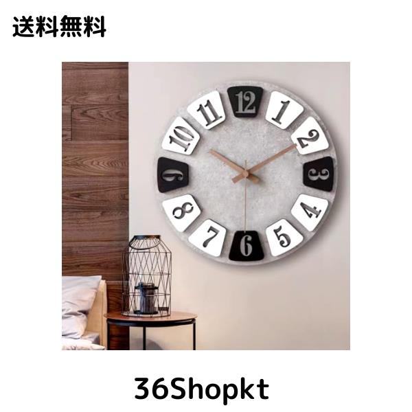 Mermbe 掛け時計 欧米風 人気 静音 壁掛け 時計 円形 3D立体数字 見やすい 灰色 木質時計 12インチ(直径30CM)アイデア 個性 アナログ時計