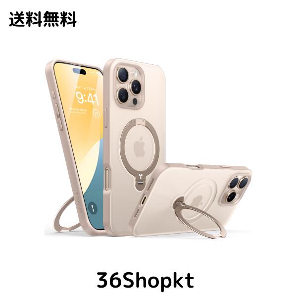【デザートチタニウム専用色・マット感】TORRAS iPhone 16 Pro 用 ケース ゼンマイ式スタンド【カチッ！2024新開発・安定性】縦横両対応