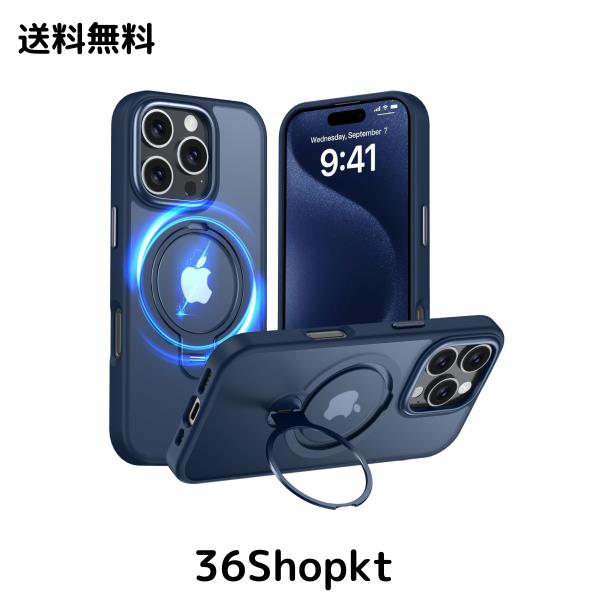 Fadkzyxr iPhone 16 Pro Max 用 ケース MagSafe対応 リング360