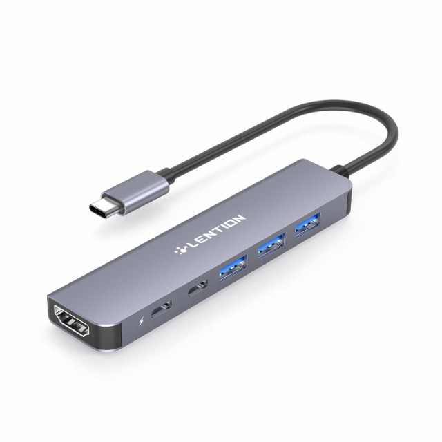 LENTION 6 in 1 USB C ハブ CB-CE35s 100W PD給電 USB 3.0 4K HDMI USB Type-C タイプc 変換アダプタ スリム 小型 電源 Mac MacBook Pro
