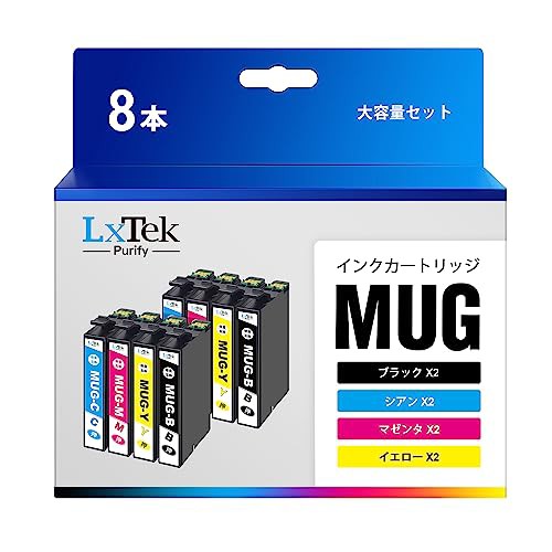 LxTek Purify MUG-4CL マグカップ インク エプソン (Epson) 対応 互換インクカートリッジ MUG 4色パック*2（合計8本セット） EW-052A EW-