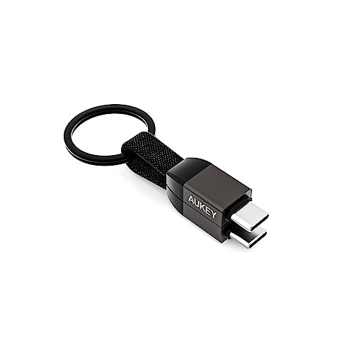 AUKEY USB Type-C to C ストラップ型ケーブル 10cm Circlet Series CB-CC16 ブラック 急速充電 キーホルダー型 キーリング データ転送 48