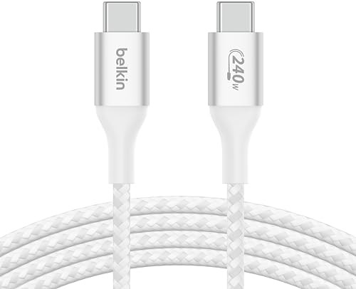 Belkin USB-C to C 編組ケーブル 240W対応 急速充電 PD3.1対応 超高耐久 USB-IF認証 ゲーミングPC/MacBook Pro/MacBook Air/iPad Pro/Sur