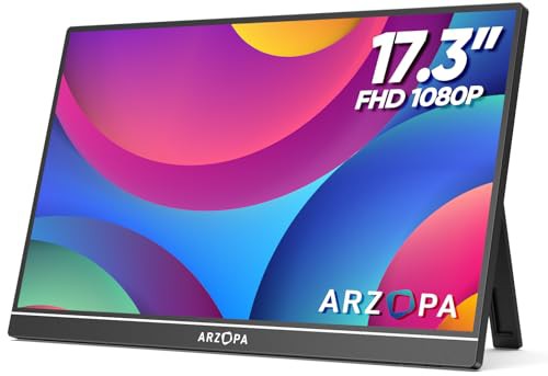 ARZOPA モバイルモニター 17.3インチ ポータブルモニター 1920*1080 ゲーミング用 ポータブルディスプレイ IPS液晶パネル 薄型 自立型 スの通販は
