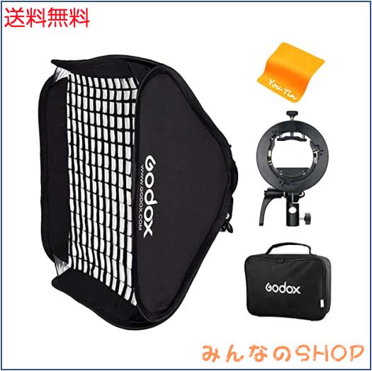 GODOXソフトボックス60x60cm折りたたみ式ハニカムグリッド、S2 Bowensマウントブラケット付き GODOX V1 AD400Pro AD200Pro AD200 V860II