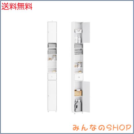 SoBuy 隙間 収納 洗面所 ランドリーラック スリム 食器棚 幅20×奥行20×高さ180cm すきま収納 洗面所用キャビネット 可動棚 サニタリー