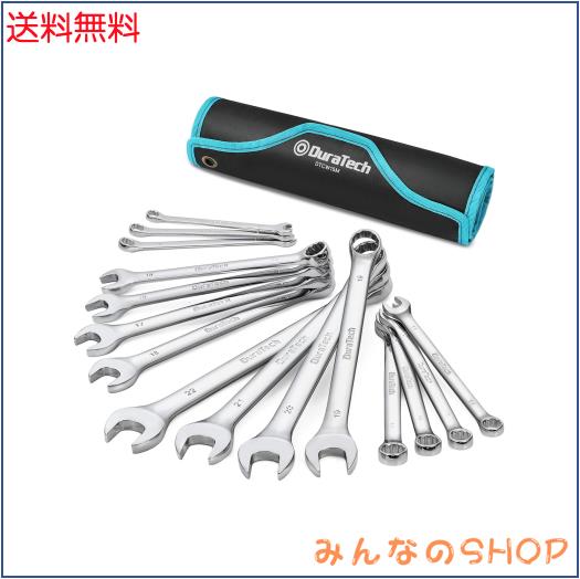 DURATECH コンビネーションレンチ スパナセット コンビネーションスパナ 8〜22mm CR-V製 鏡面仕上げ 車メンテナンス 組み立て DIY 収納袋