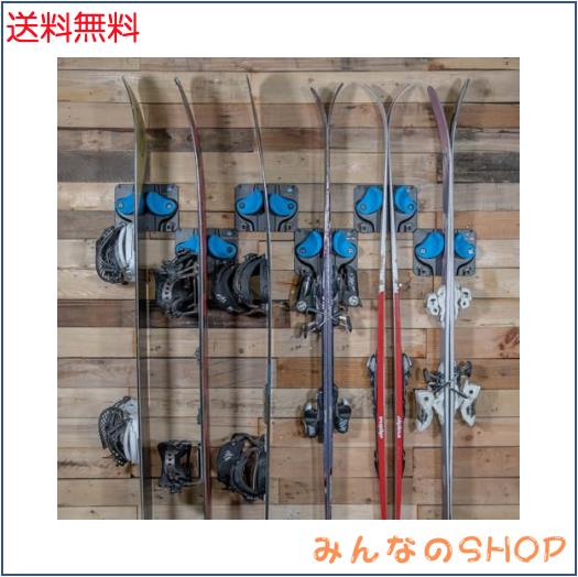 Gravity Grabber - のスキー＋スノーボード ラック 壁掛け 収納ラック｜ロッカー、チップ、テールを収納｜傷をつけにくいスキー／スノー