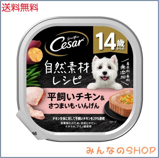 シーザー トレイ 14歳からの シニア犬用 自然素材レシピ 着色料・香料 無添加 85g×28個 平飼いチキン＆さつまいも・いんげん 水分補給 ふ