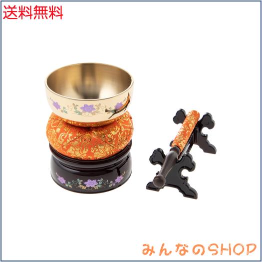 サンメニー ミニ おりん セット 本格 蒔絵 2.5寸 日本製 りん 仏壇りん 現代 仏具 小さい 可愛い タメ 鉄仙 毎日のお供え お参りに 手元
