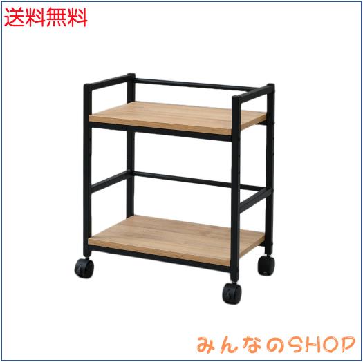 山善(YAMAZEN) ワゴン キャスター付き 幅50×奥行29.5×高さ60.5cm A4ファイル対応 天板高さ調節可能 組立品 オーク/サンドブラック MUD-