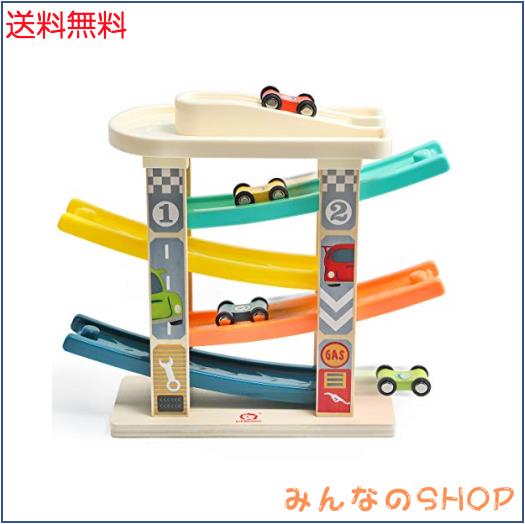 木玩社スロープトイ 木製 カースライダー くるくるスロープ レインボー