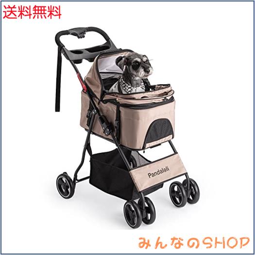 Pandaloli 愛玩動物手押し車 乳母車 犬 乳母車:小型犬 中型犬 猫 多頭 手押し車 4輪 軽さパウダーコンパクト 飛び出し押しとどめる先んじる2本付き添い人 前輪360°