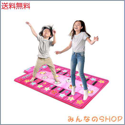 EagleStone ピアノマット おもちゃ ピアノ 二列キーボード 子供 楽器 折りたたみ 8種類動物音 録音再生 13曲デモ ミュージックマット 16