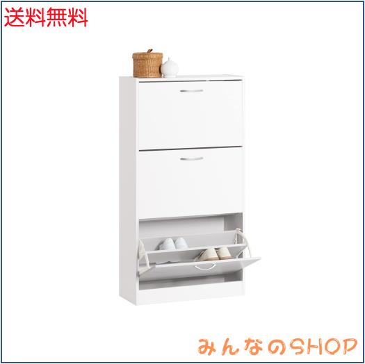 SoBuy シューズボックス スリム 薄型 下駄箱 靴箱 シューズラック おしゃれ 幅60x奥行24x高さ115cm 3段 省スペース 玄関ベンチ 靴 収納