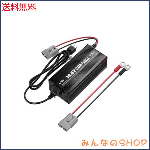 LiTime 14.6V20Aリン酸鉄リチウムイオンバッテリー充電器 AC-DC 急速充電 LEDインジケーター付き スマート保護機能 0V充電対応 LiFePO4バ