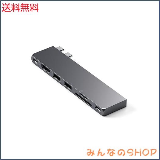 Satechi USB-C Pro ハブ スリム (スペースグレイ) USB 4, 4K HDMI, USB3.2 Gen 2, SD/TF カードスロット, 100W USB C PD (MacBook Pro/Ai