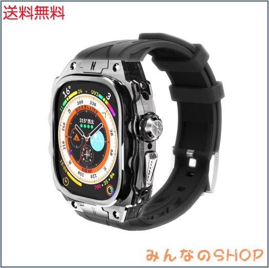 [YiMingSun] Apple Watch用ケース Apple Watch Ultra 1/2 49mm用バンパーケース付き 頑丈なメンズ高級透明保護 メンズ 頑丈なケース バン
