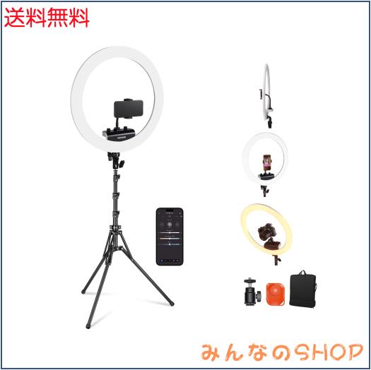 NEEWER プロな18インチリングライトとスタンドキット スマホホルダー付属 超薄型 ソフトな照明ライト 45W 2900K-7000K TLCI98 リモコンシ