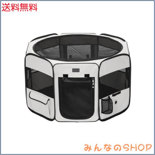 petsfit 猫の分娩室 折りたたみサークル 八角形 プレイサークル 犬猫兼用 メッシュ 屋根付き 屋内 屋外 収納バッグ付き L ホワイトの通販はその他ペット・ペットグッズ