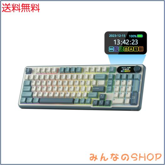 RK ROYAL KLUDGE S98 メカニカルキーボード、スマートディスプレイおよびノブ付き、トップマウント 96% ワイヤレスメカニカルキーボード