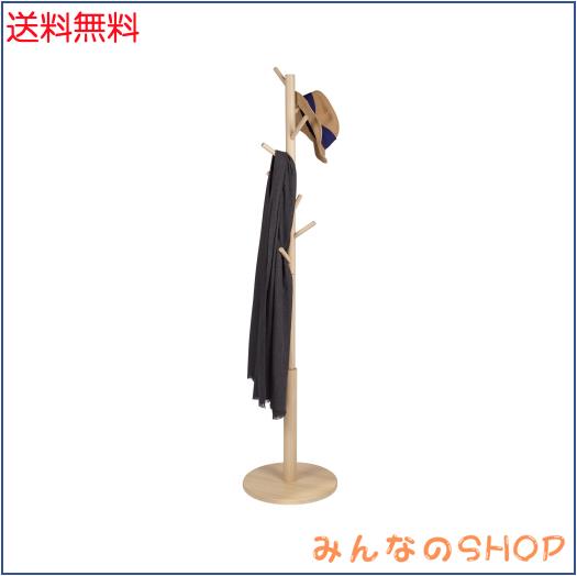 VaLaVie コートハンガー 木製おしゃれ丸底ハンガーラック 衣類収納 高さ調節可能 安定 組み立て簡単 8つのフック 高さ173.5cm コート バの通販は