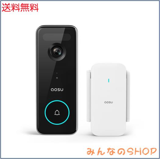 aosu 5MP画質 インターホン ワイヤレス(2.4/5 GHz WiFi)ドアホン Alexa連動 玄関チャイム ドアベル ビデオドアベル カメラ付き 166°超広