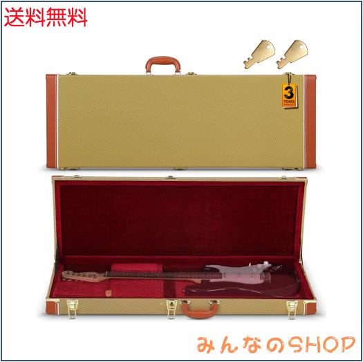 CAHAYA ギターケース エレキギター ハードケース 30mm厚いパッド付き ネックピロー付き 2つのキー付き PVC材 防水 お手入れ簡単 収納可能