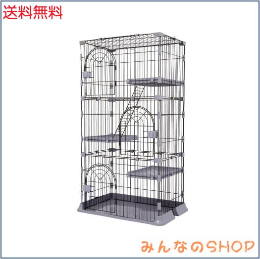 PETTOM 猫 ケージ キャットケージ 2/3段 猫ゲージ ワイド扉 多頭飼い