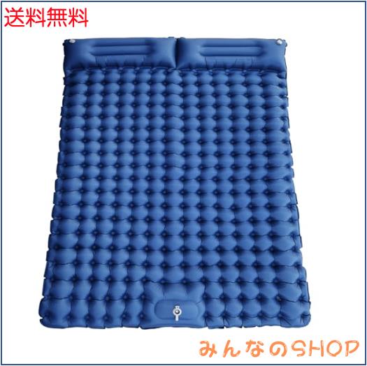 キャンプマット ダブル エアーマット 厚さ10cm テントマット アウトドアマット 足踏み式 枕付き 防水防潮 寝心地良い 軽量 コンパクト 耐