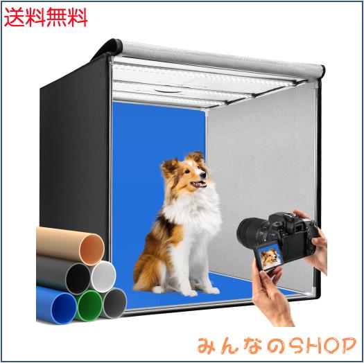 DUCLUS 撮影ボックス 80cm 写真撮影ブース 折りたたみ 3つの可動超高輝度LEDライトパネル 5600K無段階調光 6色マットPP背景 大型商品撮影